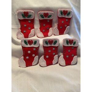 Handcrafted‎ Christmas Mini Stocking Can Be Made Into Ornaments Set Of Six (6)